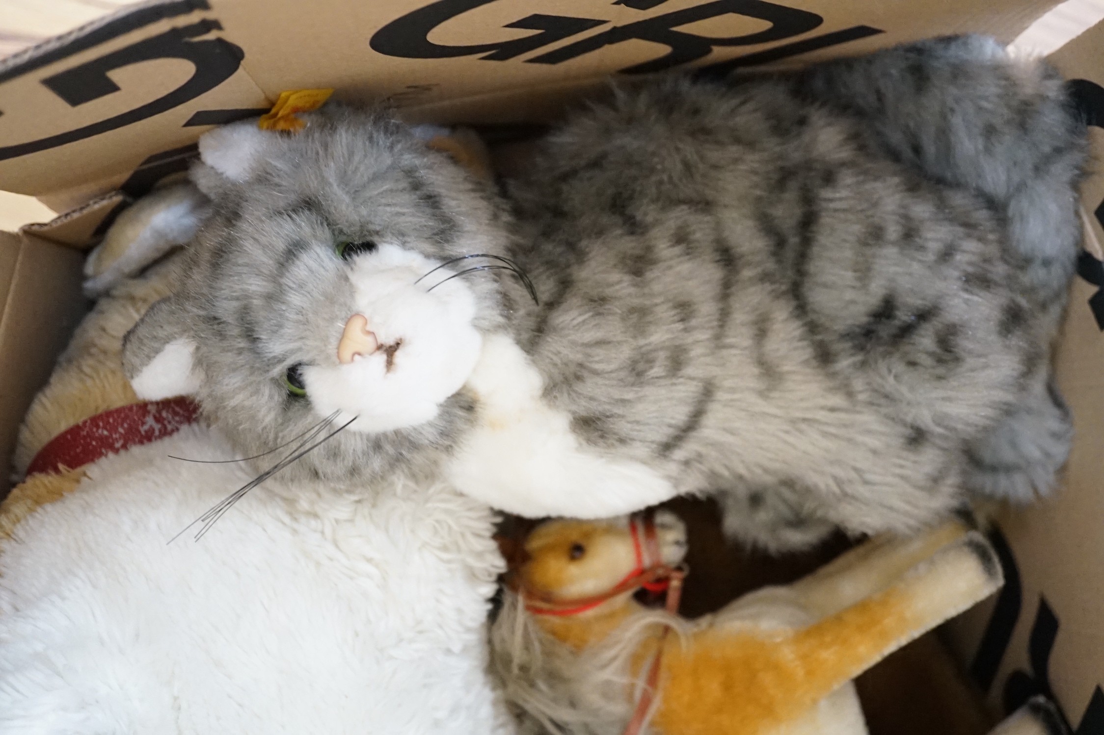 A collection of Steiff soft toy animals